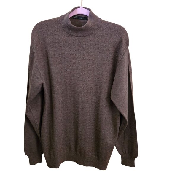 Metropolitan View 100% Italian Wool Textured Mock Neck Sweater Size L - Picture 1 of 6